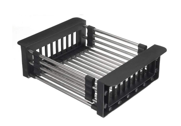 Koлaндep, 215х254-395мм, нержавеющая сталь, черный, HISSEN