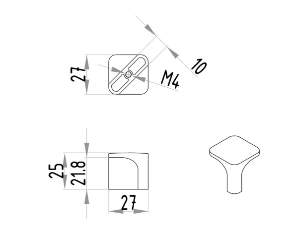 Ручка-кнопка, 287, d=27мм, металл, брашированное золото