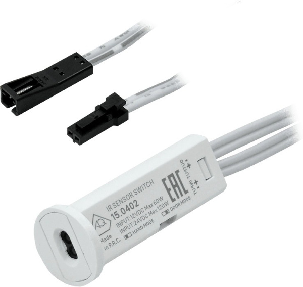 Выключатель ИК взмах/преграда, с диммером, 12-24В/60-120Вт, врезной/накладной, белый, mini-AMP