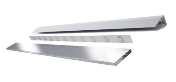 Профиль накладной на стекло 4-8мм, 22х13х2000мм, лента ≤8мм, пластик, белый, для торцевой подсветки