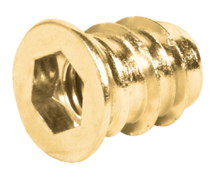 Футорка ввинчиваемая, М6, 8х17мм, с защитным буртиком, сталь, желтый хром, Hafele