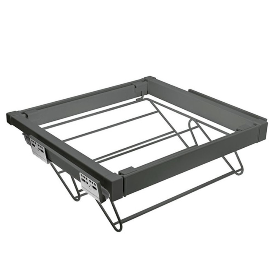 Полка для обуви ELITE, 600мм, 490х530х160мм, полное выдвижение, с довод, сталь, графит