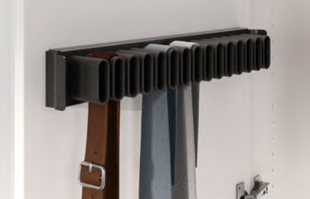 Вешалка для галстуков и ремней, 450мм, D 475мм, фасадная, черный, Kessebohmer