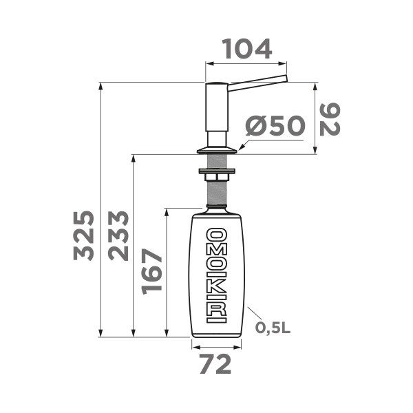 Дозатор для моющего средства OM-02-SL, латунь/sicilian lemon
