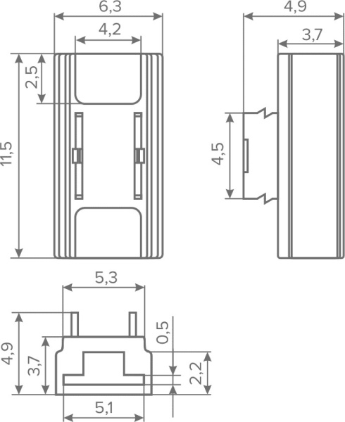 5мм. Коннектор прямой лента-лента для одноцветных лент, ножничный, AQ