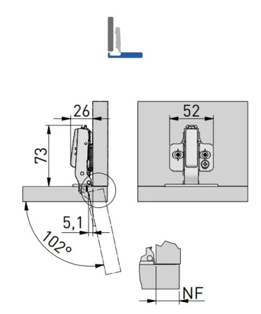 GTV Петля Silento Pro накладная, с планкой 0мм, доводч 2way, БЕЗ еврошурупа, 3D-регулировка, черный