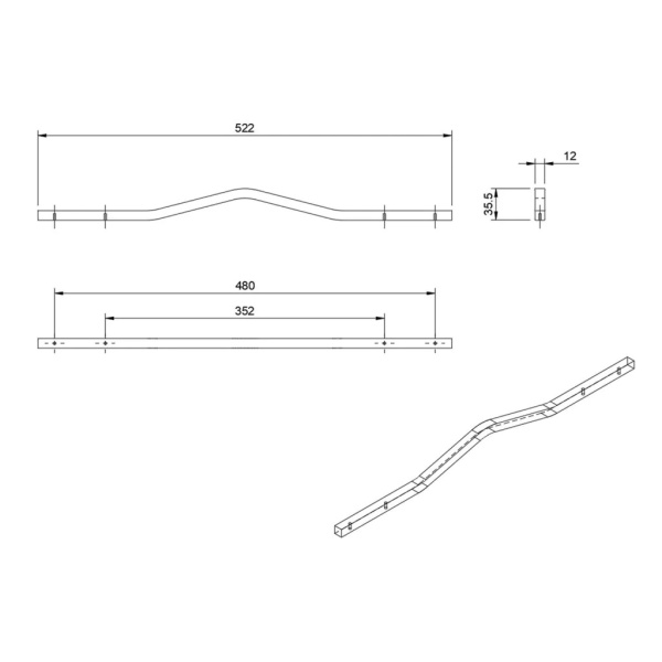 Ручка-скоба, C-5769-522/352.A1, Apro, 352/522мм, металл, анодированный алюминий, Nomet