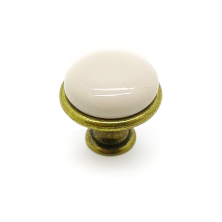 Ручка-кнопка, GP19-G00AB-MLK-0, d=29мм, металл/керамика, бронза/молочный, Gamet