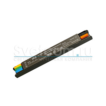 Трансформатор  60W/24V, 2.5A, IP20, 190х20х19.5мм, сверхтонкий, с быстрозаж.клеммами, алюминий, GLS