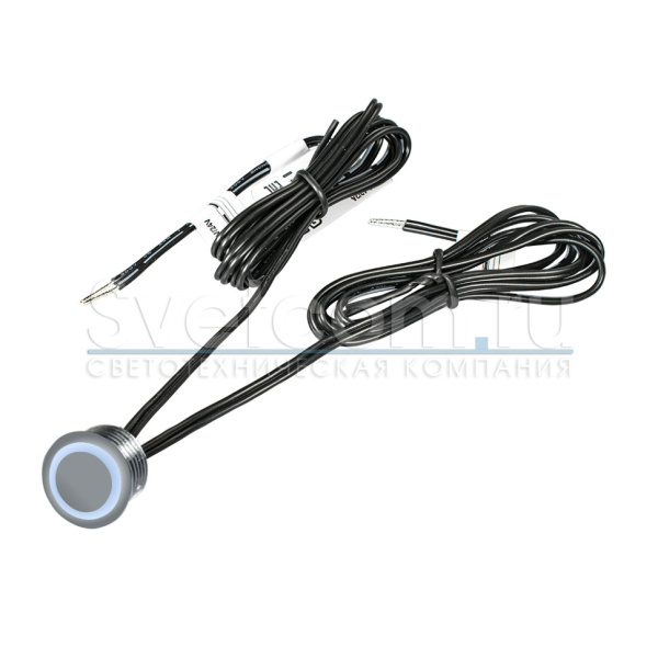 Выключатель врезной на касание с диммером, Ø20мм, 12-24В/60-100Вт, шнур 1м, хром, DKs-3