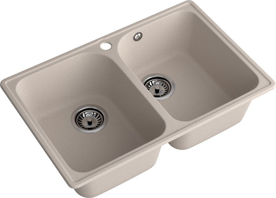 Мойка ЭкоМ 7448-2, 740х480мм, кварц, песочный (без сифона)