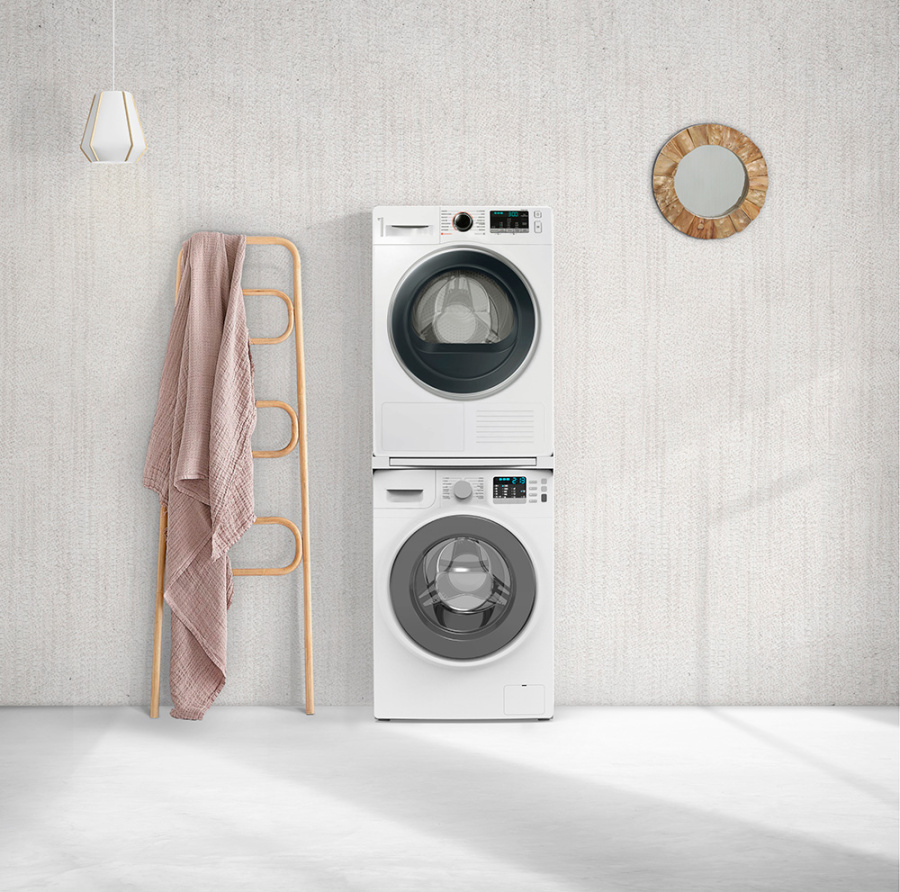 Рама TORRE SQUARE L60 c выдвижной полкой (пластик) для установки сушильной машины на стиральную