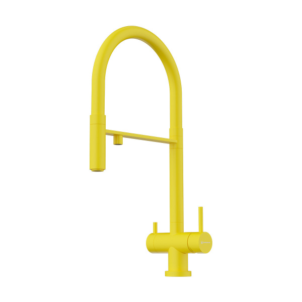 Смеситель Kanto-SL, латунь, sicilian lemon матовый/желтый гибкий шланг