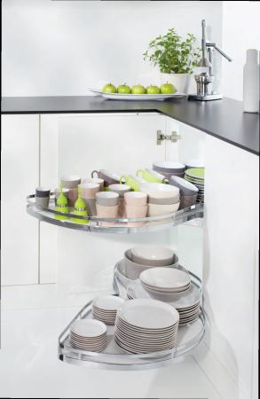 Механизм Леманс 400мм в угловой шкаф, 2 полки, H 600-750мм, правый, хром, Kessebohmer