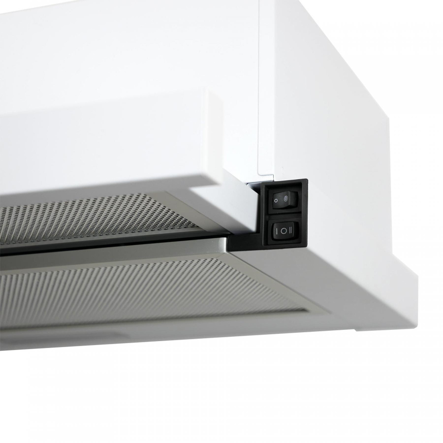 Вытяжка встраиваемая телескопическая HOGAN 600 WHITE, 60см, б/угольного фильтра, белый, Lex