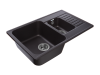 Мойка GranFest QUARZ 21К, 737х480 мм, черный (прямоугольная, 1,5 чаши, без сифона)