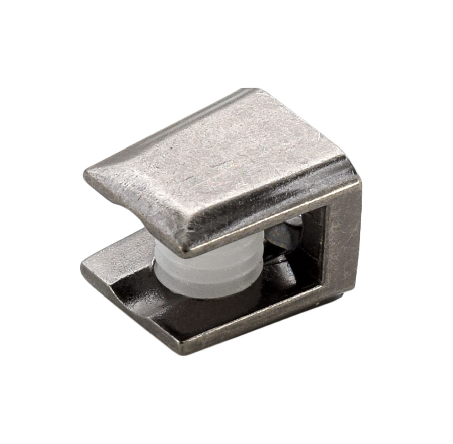 Полкодержатель для стекла 5-6 мм, накладной, толщина задней стенки 3мм, черный никель, "трапеция", CMF