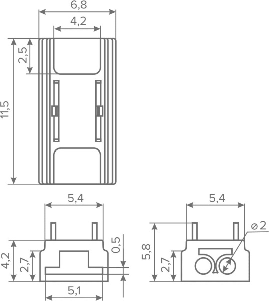 5мм. Коннектор прямой лента-провод для одноцветных лент, ножничный, AQ