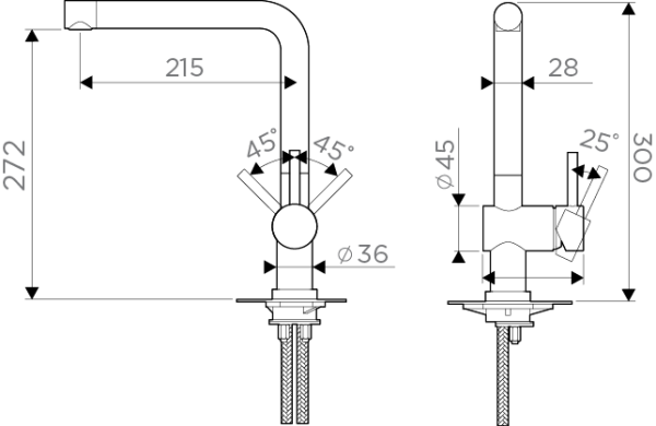 Смеситель Akashi, латунь, хром