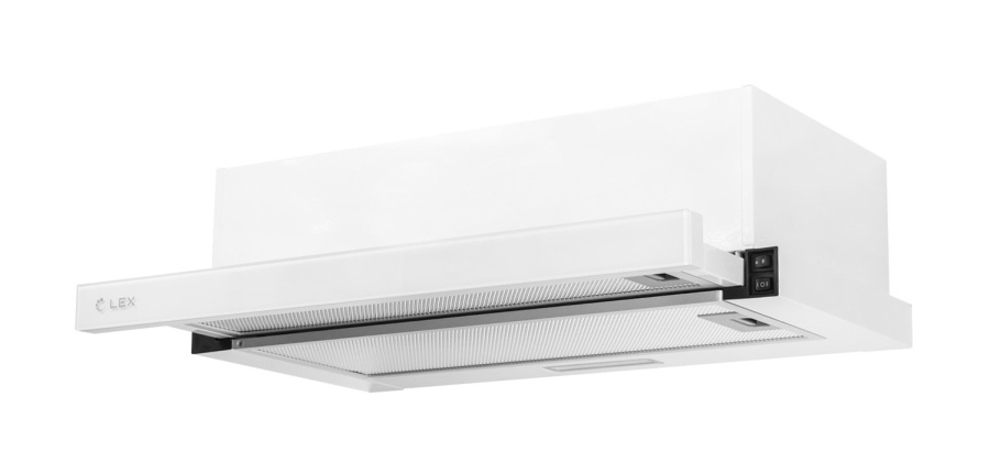 Вытяжка встраиваемая телескопическая HUBBLE G 500 WHITE, 50см, б/угольного фильтра, белый, Lex