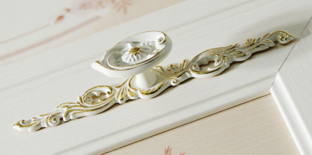 Ручка-кнопка, 192, 160х26х27мм, металл, белый глянец с золотом, на подложке