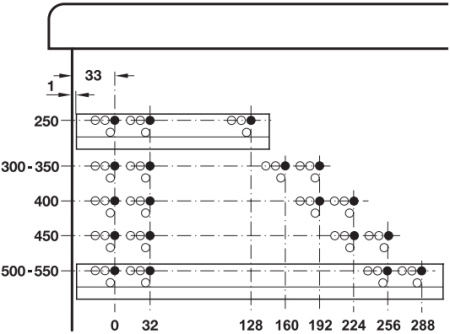 Направляющие скрытого монтажа PUSH TO OPEN, L=350мм, частичное выдвижение, насад. монтаж, Hafele