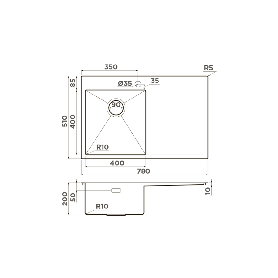 Мойка Akisame 78-LG-L, нержавеющая сталь, светлое золото  