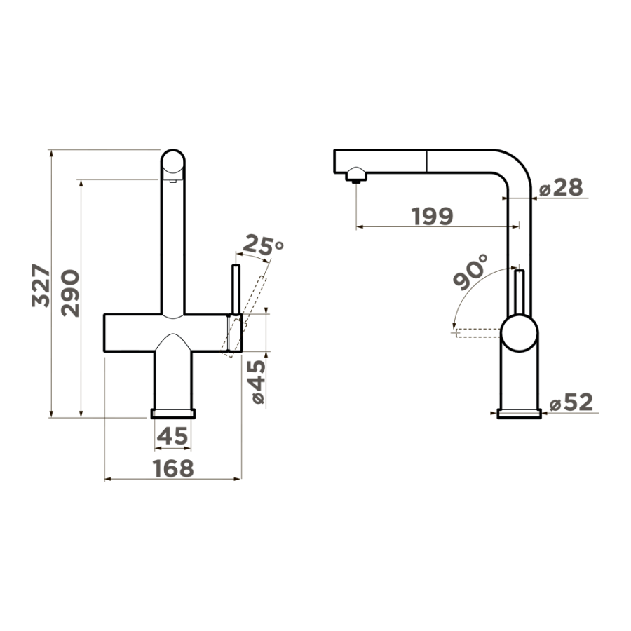 Смеситель Karatsu-S-GB, нержавеющая сталь, графит