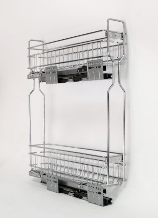 Корзина 150мм, 2 яруса, 100х450х520мм, боковое левое, c доводчиком, HISSEN