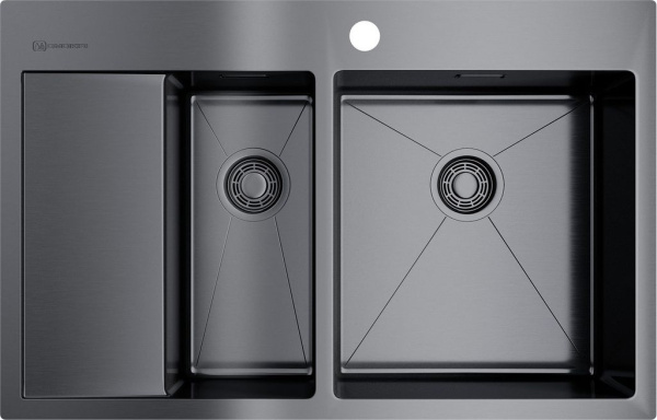 Мойка Akisame 78-2-GM-R, нержавеющая сталь, вороненая сталь  