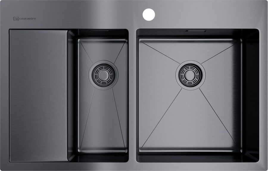 Мойка Akisame 78-2-GM-R, нержавеющая сталь, вороненая сталь  