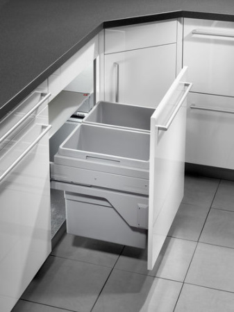 Система сортировки "Euro-Cargo-S 60", 2х30л, 562-568x403x439мм, в шкаф 600мм, полного выдвиж., серый