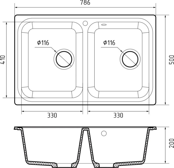 Мойка GranFest STANDART 780K, 786х500 мм, кашемир