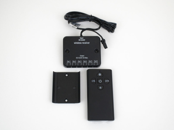 Выключатель беспроводной с пультом, с диммером, 12/24V, 60/120W, пластик, черный