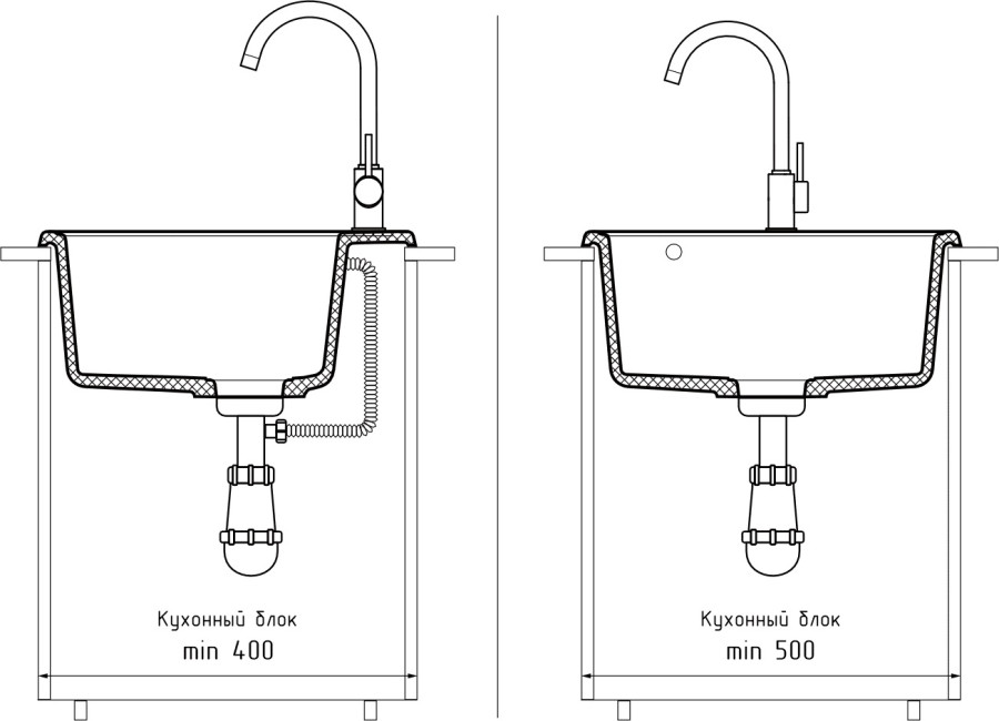 Мойка ЭкоМ 4848, 480х480мм, кварц, черный (без сифона)