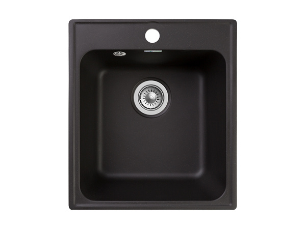 Мойка GranFest QUARZ 17, 418х477 мм, черный (квадратная, без сифона)