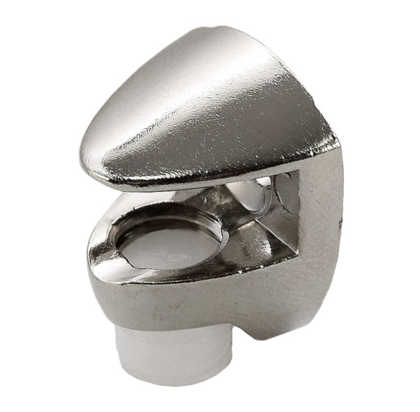 Полкодержатель для стекла 5-6мм, накладной, толщина задней стенки 3мм, никель, "овал", CMF