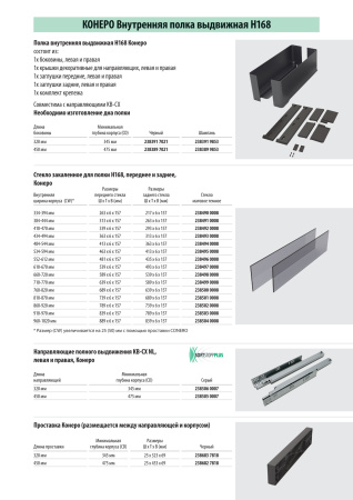 Полка выкатная Конеро, 450х552-612х168 мм, борт стекло, с направл. полн. выдв, черный, Kessebohmer