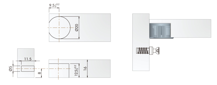 Стяжка Р-ФИКС эксцентриковая, 12,5х16мм, для плит толщиной 16мм, пластик, серый, CMF