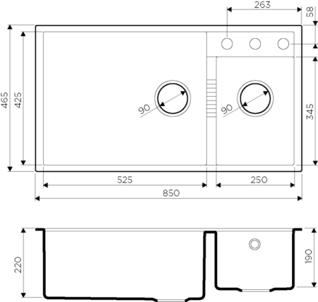 Мойка Tedori 85-2-U PL, Tetogranit/платина