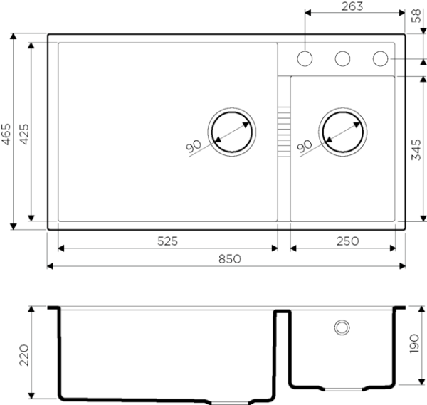 Мойка Tedori 85-2-U PL, Tetogranit/платина