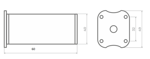 Опора регулируемая, 40х40мм, h= 60мм, алюминий/пластик, GTV