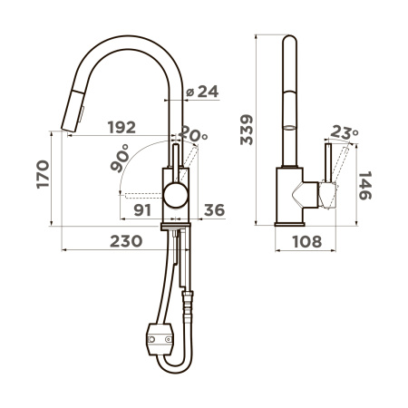 Смеситель Shinagawa-SB-C, латунь, хром