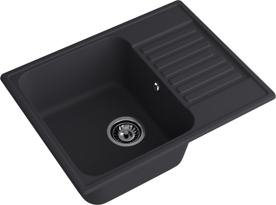 Мойка ЭкоМ 6248, 620х480мм, кварц, черный (без сифона)