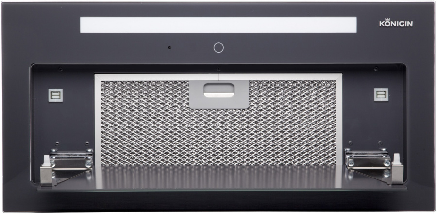 Вытяжка полновстраиваемая Navi Glass, 60см, б/угольного фильтра, графит/стекло графит, ПДУ, Konigin