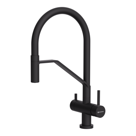 Смеситель Akeno-GB-BL, латунь, графит/черный гибкий шланг