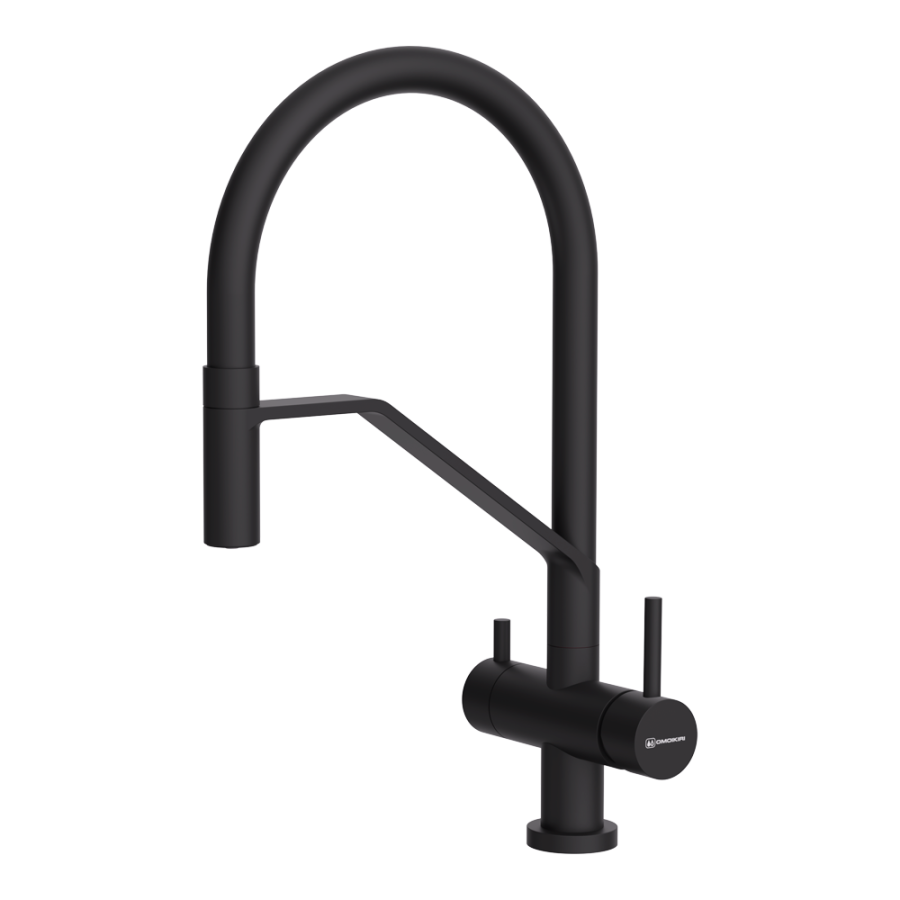 Смеситель Akeno-GB-BL, латунь, графит/черный гибкий шланг