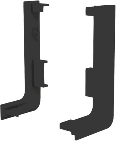 Заглушки контурные левая+правая для горизонтального L-образного профиля, пластик, черный, AQ