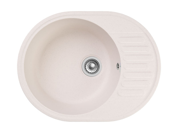 Мойка GranFest QUARZ 58, 617х480 мм, белый (овальная, без сифона)