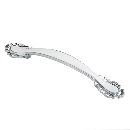 Ручка-скоба, 107, 96мм, металл, матовый хром/белый